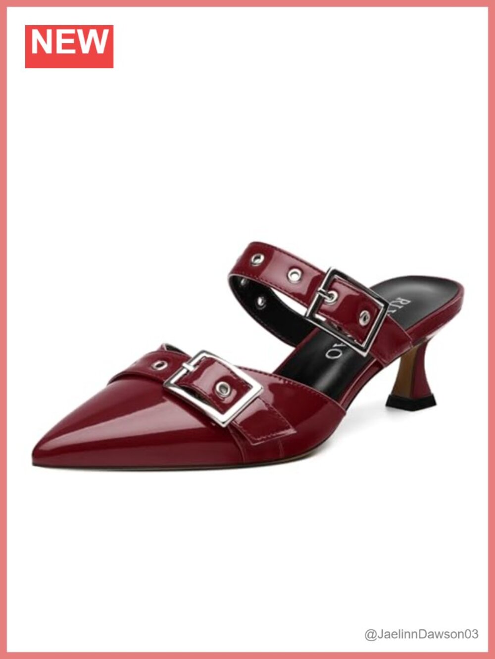 Pointed Toe Low Heel Mules with Backstrap Buckle for Women